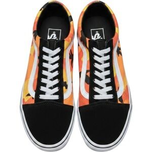 Vans Old Skool Fire Camo Sneakers Womens Sz 6.5 Black Orange Casual Skater Shoes